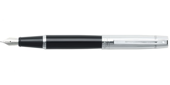 SHEAFFER 300 FOUNTAIN PEN CT BLACK BARREL BRIGHT CHROME CAP